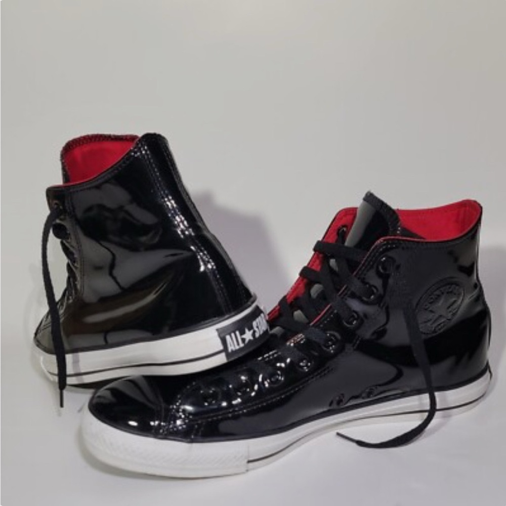 Converse Glossy Black and Red High-Tops Size 11 Mens, 13 Women